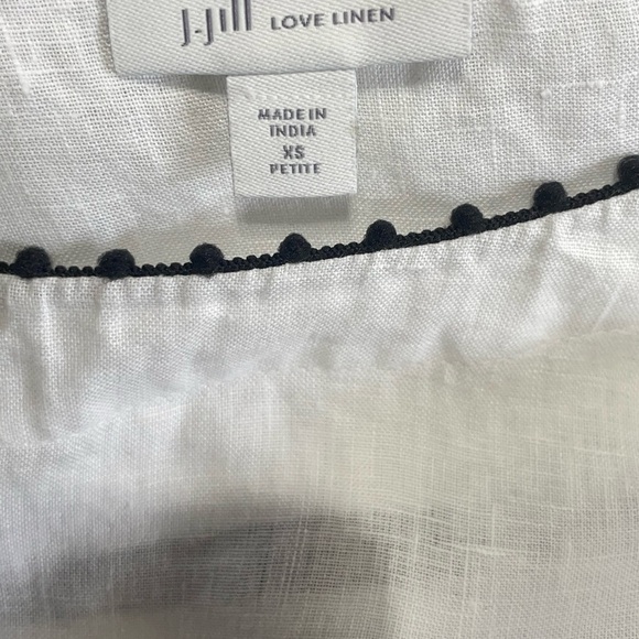 J Jill Love Linen Tunic Top XS Black Embroidered Stripes Boho Coastal Relaxed - Picture 9 of 12